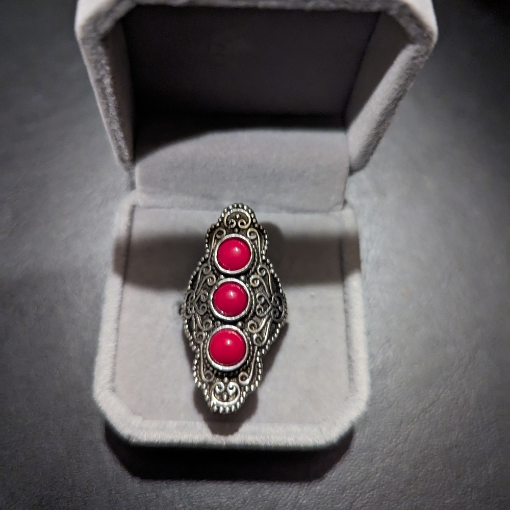 SALE - Beautiful Red Coral Ring